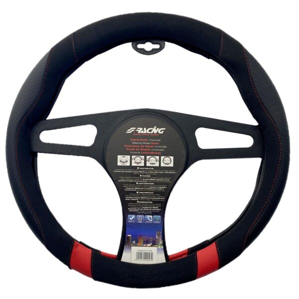 Simoni Racing ΚΑΛΥΜΜΑ ΤΙΜΟΝΙΟΥ GOOD VIBE R CARBON LOOK ΜΑΥΡΟ/KOKKINO ΟΙΚΟΛΟΓΙΚΟ ΔΕΡΜΑ 37-39cm SIMONI RACING  - 1 τεμ.