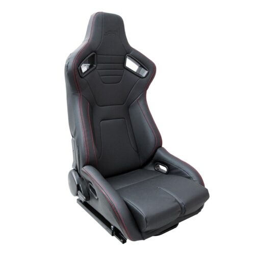 Simoni Racing ΚΑΘΙΣΜΑ EMERSON ΑΝΑΚΛΙΝΟΜΕΝΟ ΣΥΝΟΔΗΓΟΥ ΜΑΥΡΟ/CARBON ΑΠΟ ΟΙΚΟΛΟΓΙΚΟ ΔΕΡΜΑ ΜΕ ΚΟΚΚΙΝΗ ΡΑΦΗ ΜΕ ΣΙΔΗΡΟΔΡΟΜΟ SIMONI RACING – 1 τεμ.