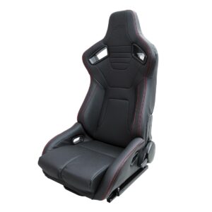 Simoni Racing ΚΑΘΙΣΜΑ EMERSON ΑΝΑΚΛΙΝΟΜΕΝΟ ΟΔΗΓΟΥ ΜΑΥΡΟ/CARBON ΑΠΟ ΟΙΚΟΛΟΓΙΚΟ ΔΕΡΜΑ ΜΕ ΚΟΚΚΙΝΗ ΡΑΦΗ ΜΕ ΣΙΔΗΡΟΔΡΟΜΟ SIMONI RACING - 1 τεμ.