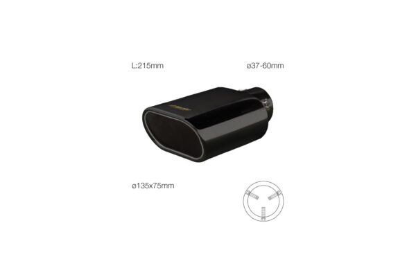Simoni Racing ΑΚΡΟ (ΜΠΟΥΚΑ) ΕΞΑΤΜΙΣΗΣ ΟΒΑΛ ΜΑΥΡΗ 135x75mm ΜΗΚΟΣ:215mm /ΔΙΑΜΕΤΡΟ ΣΩΛΗΝΑ 37-60mm TRX16N SIMONI RACING - 1 TEM. - Image 2