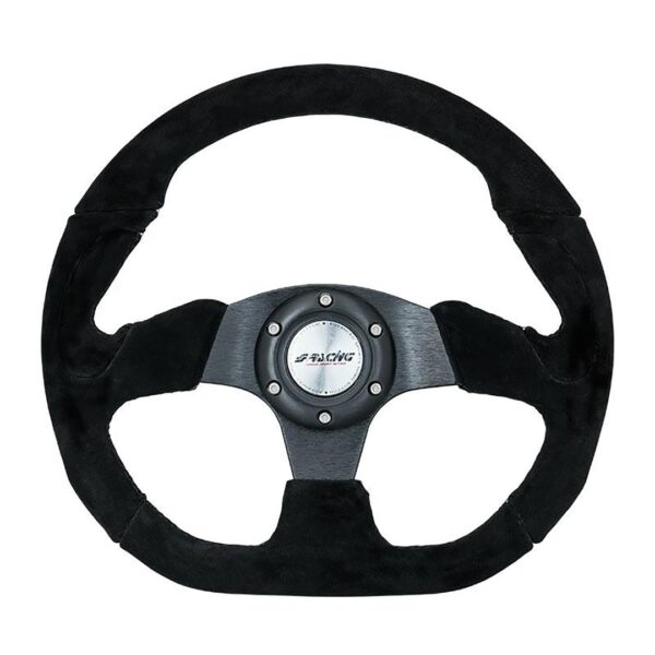 Simoni Racing ΤΙΜΟΝΙ X2 SHAMMY LEATHER ΜΑΥΡΟ ΣΑΜΟΥΑ ΣΟΥΕΤ ΤΡΙΑΚΤΙΝΟ ΔΙΑΜΕΤΡΟΣ 330mm ΠΑΧΟΣ 114mm