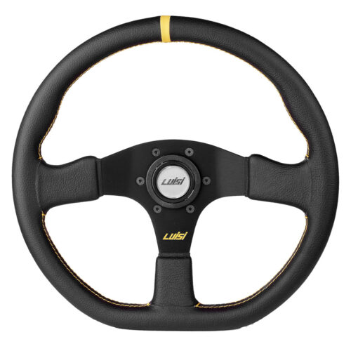 Luisi ΤΙΜΟΝΙ STEALTH CORSA 355mm ΤΡΙΑΚΤΙΝΟ ΔΕΡΜΑΤΙΝΟ ΜΑΥΡΟ LUISI