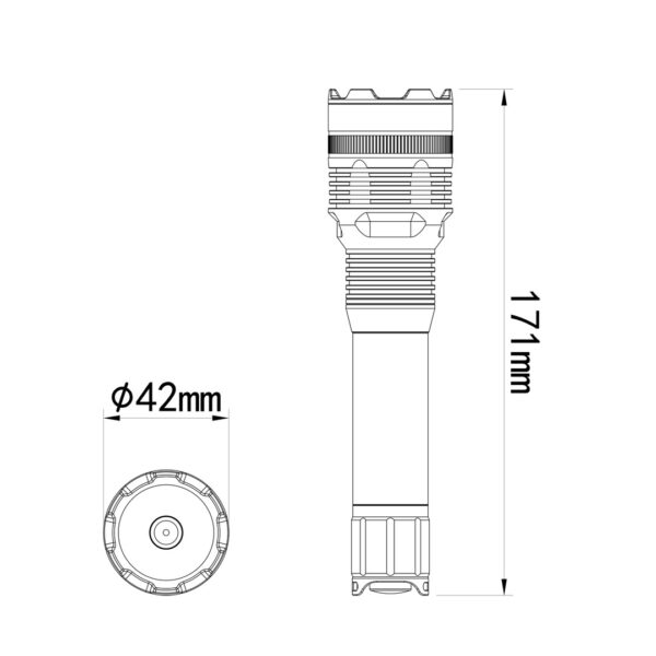 M-Tech ΦΑΚΟΣ ΧΕΙΡΟΣ 1x10W 240lm IP65 171mm Φ42mm 3300mAh Li-ion TACTICAL LASER FLASHLIGHT M-TECH - 1 Τεμ. - Image 4