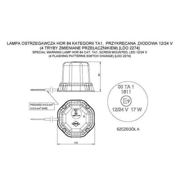 M-Tech ΦΑΡΟΣ LED IP56 ECE 12-24V ΒΙΔΩΤΟΣ 48LED ΠΟΡΤΟΚΑΛΙ 94x119mm - Image 2