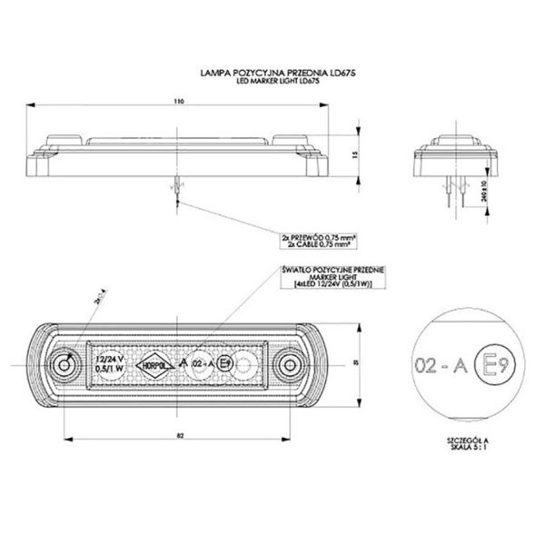 M-Tech ΦΩΣ ΟΓΚΟΥ LD675 12/24V 4LED HORPOL ΛΕΥΚΟ (10,5 x 3 cm) -1ΤΕΜ. - Image 2