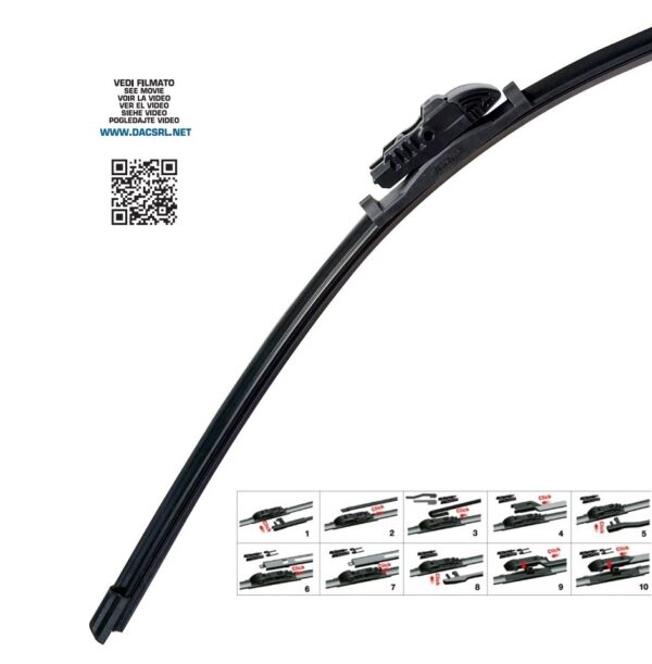 OtoTop Υαλοκαθαριστήρας νέου τύπου ALL-IN-ONE 35 cm με μονό αντάπτορα γενικής χρήσης για 10 τύπους μπράτσων OTOTOP - 1 τεμάχιο
