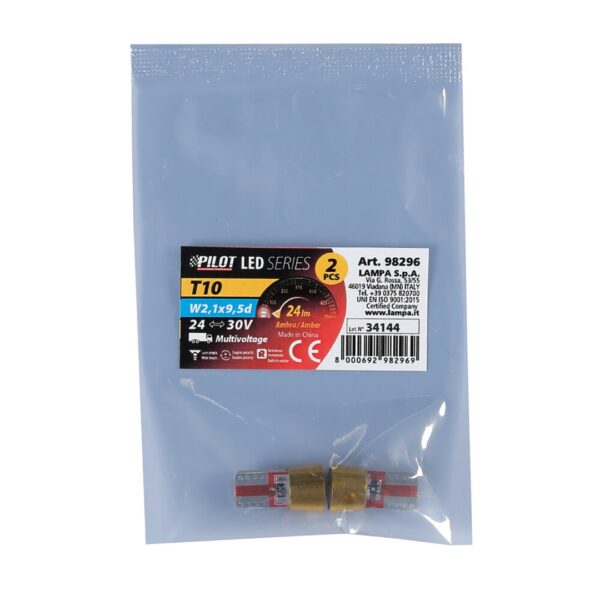 Lampa T10 W5W 24V W2,1x9,5d 24lm 6SMD LED ΠΟΡΤΟΚΑΛΙ (ΚΑΡΦΩΤΟ-ΔΙΠΛΗΣ ΠΟΛΙΚΟΤΗΤΑΣ CAN-BUS) 2ΤΕΜ. - Image 4