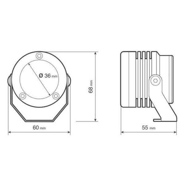 Lampa ΠΡΟΒΟΛΕΙΣ ΣΤΡΟΓΓΥΛΟΙ  ΜΕ ΒΑΣΗ O-LUX 1LED SMD 6000K 1800LM 12V 18W  ΚΑΡΦΙ 36Δχ68Υχ55Β mm ΜΠΛΕ 2 ΤΕΜ - Image 2