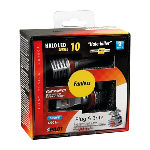 Lampa H8-H9-H11-H16 HALO KILLER PGJ19-X 9-32V -20W - 6500K - 3200lm HALO LED KIT SERIES 10 (12 LED ZES CHIPS) - 2 ΤΕΜ. - Image 4