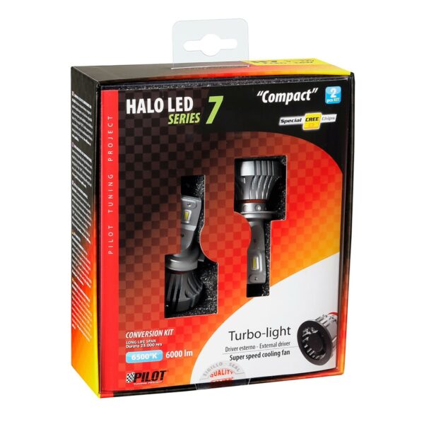 Lampa H7 9-32V 6.500K 6.000lm 72W PX26d HALO LED SERIE 7 COMPACT 8LED CREE 2ΤΕΜ. LED KIT - Image 3