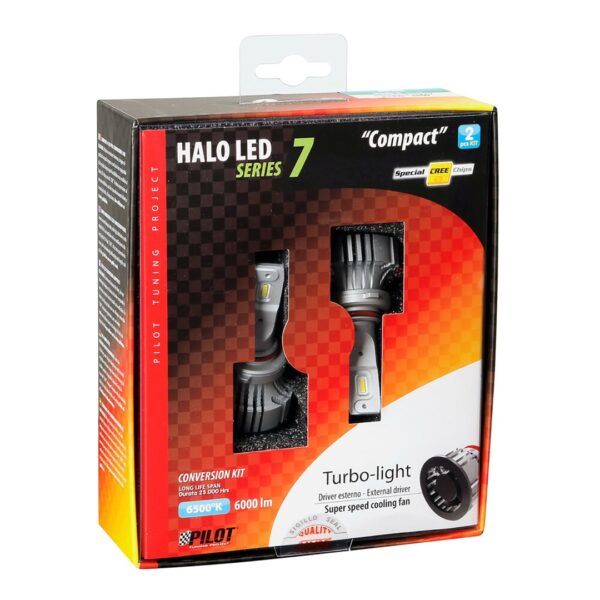 Lampa H10/HB3 9005 9-32V 6.500K 6.000lm 72W P20d HALO LED SERIE 7 COMPACT 6LED CREE 2ΤΕΜ. LED KIT - Image 3
