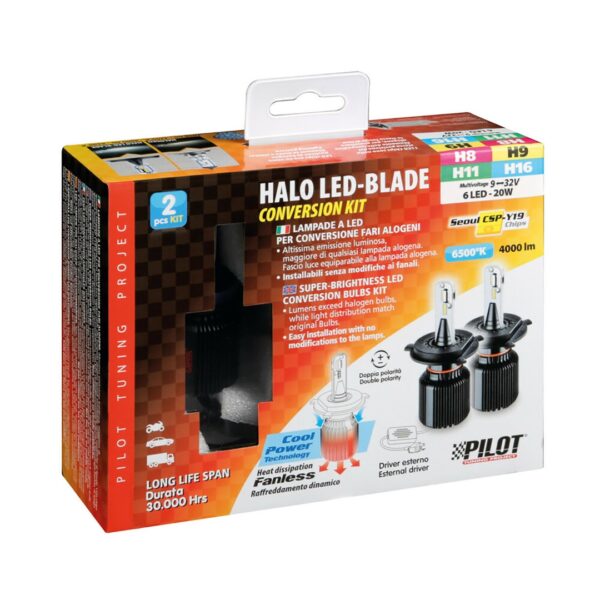 Lampa H8/H11/H16 9-32V PGJ19-X 6LED 6.500K 4.000lm 20W CANBUS SEOUL CSP-Y19chips HALO LED BLADE 2ΤΕΜ. - Image 4