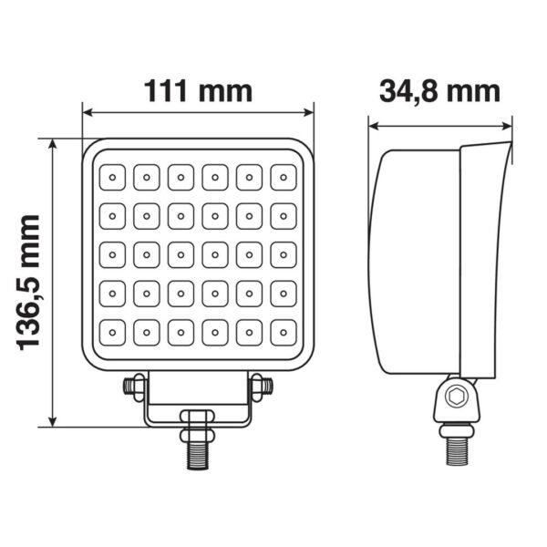 Lampa ΠΡΟΒΟΛΕΑΣ ΕΡΓΑΣΙΑ ΤΕΤΡΑΓΩΝΟΣ WL-27 30LED 30W 2.400lm 10-30V 136,5x111x34,8mm ΦΩΣ ΔΙΑΘΛΑΣΗΣ 1ΤΕΜ. - Image 3