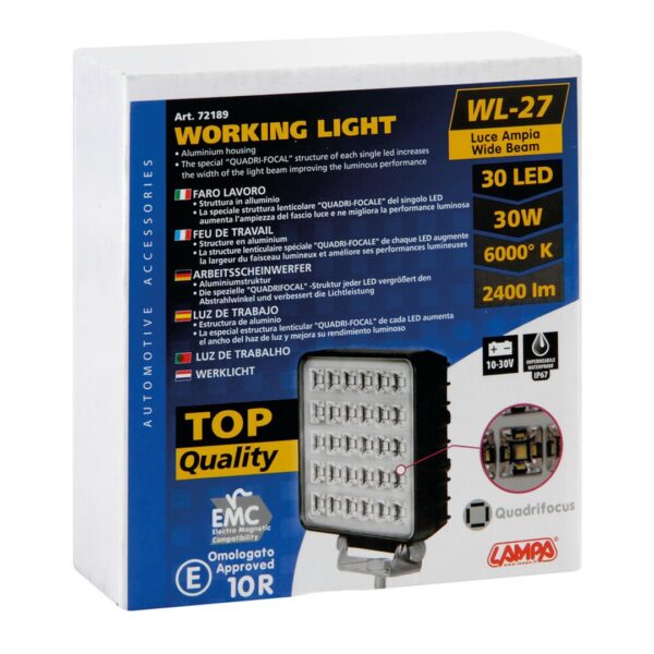 Lampa ΠΡΟΒΟΛΕΑΣ ΕΡΓΑΣΙΑ ΤΕΤΡΑΓΩΝΟΣ WL-27 30LED 30W 2.400lm 10-30V 136,5x111x34,8mm ΦΩΣ ΔΙΑΘΛΑΣΗΣ 1ΤΕΜ. - Image 4