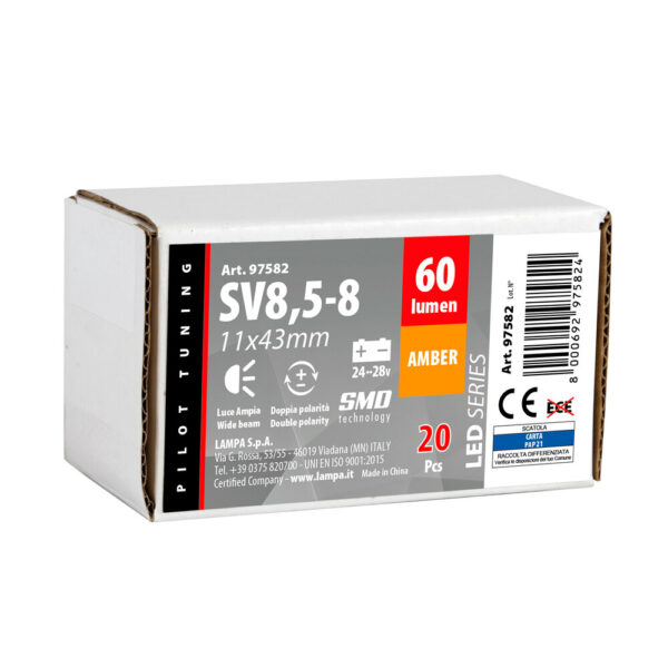 Lampa ΛΑΜΠΑΚΙ ΠΛΑΦΟΝΙΕΡΑΣ 24/28V 11x43mm 60lm 12xSMD LED ΠΟΡΤΟΚΑΛΙ ΔΙΠΛΗΣ ΠΟΛΙΚΟΤΗΤΑΣ LAMPA - 20 ΤΕΜ. - Image 4