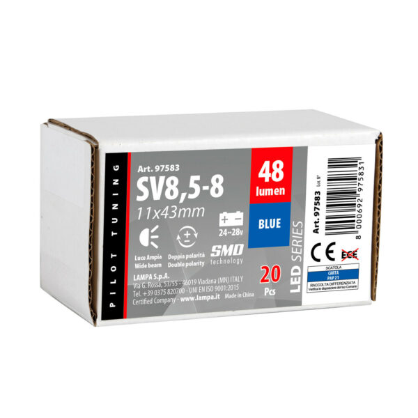 Lampa ΛΑΜΠΑΚΙ ΠΛΑΦΟΝΙΕΡΑΣ 24/28V 11x43mm 48lm 12xSMD LED ΜΠΛΕ ΔΙΠΛΗΣ ΠΟΛΙΚΟΤΗΤΑΣ LAMPA - 20 ΤΕΜ. - Image 4