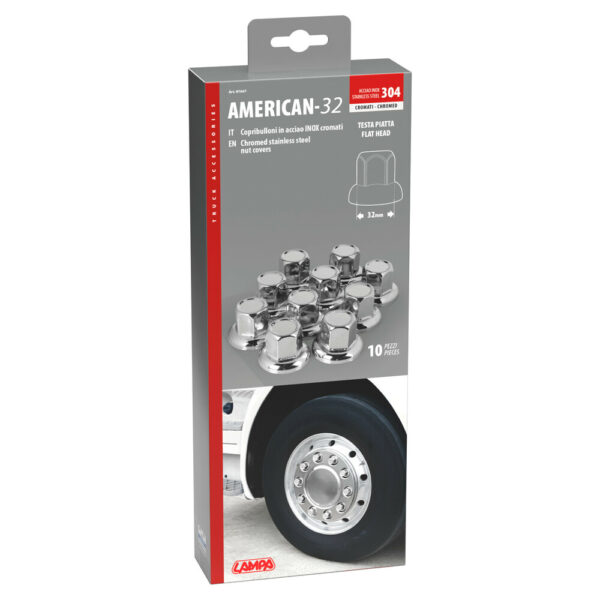 Lampa ΚΑΠΑΚΙΑ ΠΑΞΙΜΑΔΙΩΝ/ΜΠΟΥΛΟΝΙΩΝ ΦΟΡΤΗΓΟΥ AMERICAN STAINLESS STEEL 32mm ΧΡΩΜΙΟ LAMPA - 10 ΤΕΜ. - Image 2