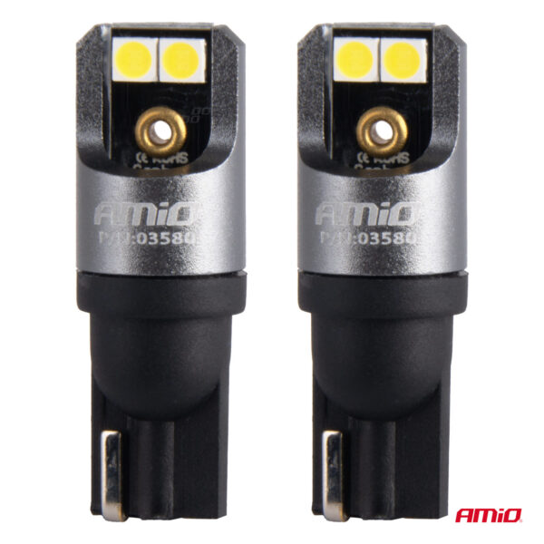 Amio ΛΑΜΠΑΚΙΑ T10 W5W 12/24V 6.000K 4xSMD LED FULL CAN-BUS ΛΕΥΚΟ 3030 PRO SERIES AMIO - 2 Τεμ. - Image 2