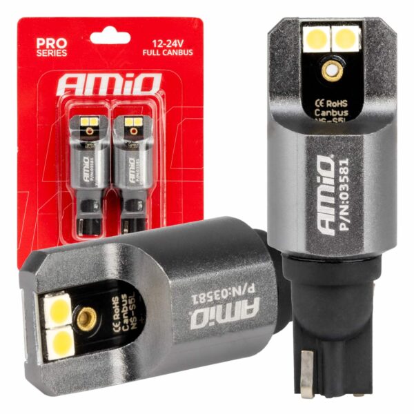 Amio ΛΑΜΠΕΣ T15 W16W 12/24V 6.000K 4xSMD LED FULL CAN-BUS ΛΕΥΚΟ 3030 PRO SERIES AMIO - 2 ΤΕΜ.