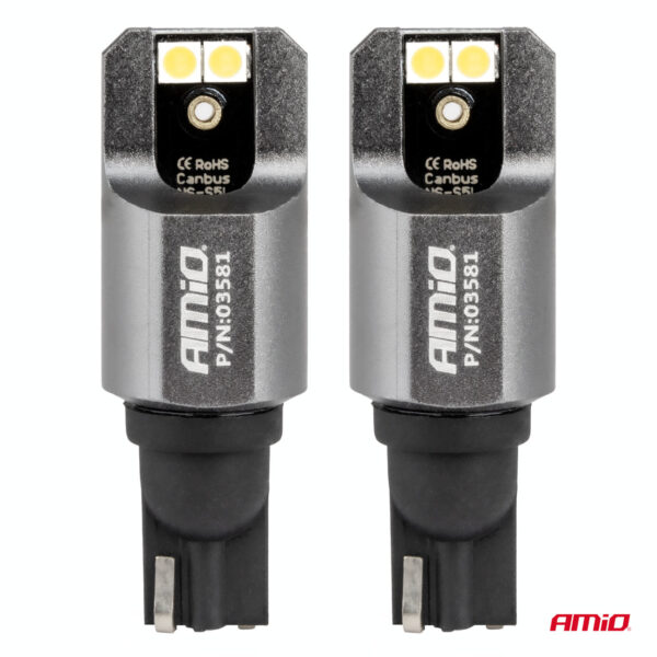 Amio ΛΑΜΠΕΣ T15 W16W 12/24V 6.000K 4xSMD LED FULL CAN-BUS ΛΕΥΚΟ 3030 PRO SERIES AMIO - 2 ΤΕΜ. - Image 2