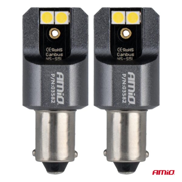Amio ΛΑΜΠΕΣ T4W BA9s 12/24V 6.000K 4xSMD LED FULL CAN-BUS ΛΕΥΚΟ 3030 PRO SERIES AMIO - 2 ΤΕΜ. - Image 2