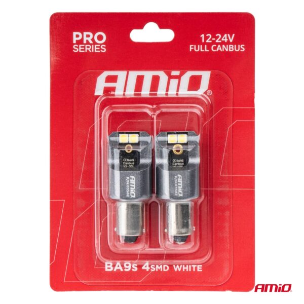 Amio ΛΑΜΠΕΣ T4W BA9s 12/24V 6.000K 4xSMD LED FULL CAN-BUS ΛΕΥΚΟ 3030 PRO SERIES AMIO - 2 ΤΕΜ. - Image 4