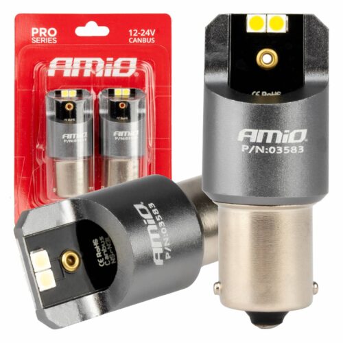 Amio ΛΑΜΠΕΣ LED CAN-BUS P21W BA15S 12/24V 6.000K 4xSMD ΛΕΥΚΟ PRO SERIES AMIO – 2 ΤΕΜ.