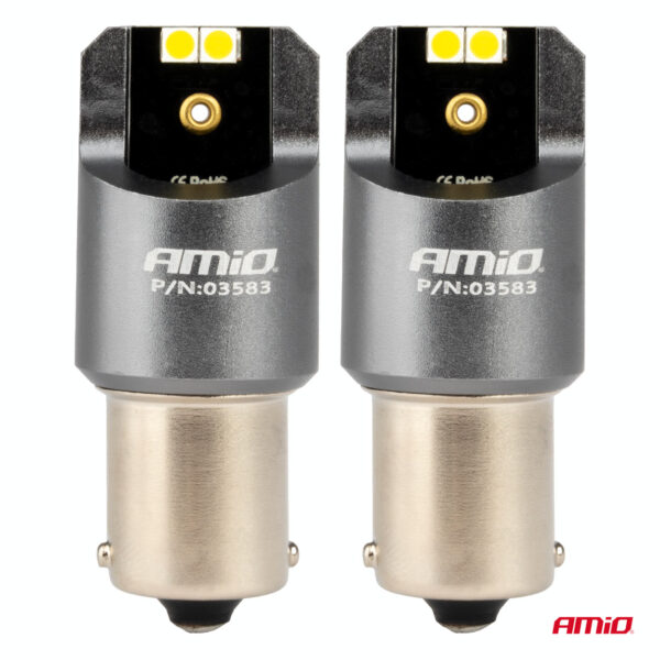 Amio ΛΑΜΠΕΣ LED CAN-BUS P21W BA15S 12/24V 6.000K 4xSMD ΛΕΥΚΟ PRO SERIES AMIO - 2 ΤΕΜ. - Image 2