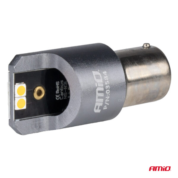 Amio ΛΑΜΠΕΣ LED CAN-BUS PΥ21W BAU15S 12/24V 6.000K 4xSMD ΠΟΡΤΟΚΑΛΙ PRO SERIES AMIO - 2 ΤΕΜ. - Image 3