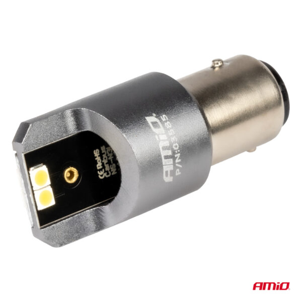 Amio ΛΑΜΠΑΚΙΑ P21/5W BAY15d 12/24V 6.000K 4xSMD LED CAN-BUS ΛΕΥΚΟ PRO SERIES AMIO - 2 Τεμ. - Image 3