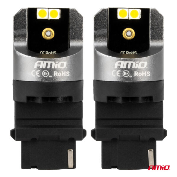 Amio ΛΑΜΠΕΣ P27W 12/24V 6.000K 4SMD LED CAN-BUS ΛΕΥΚΑ PRO SERIES AMIO - 2 ΤΕΜ. - Image 2