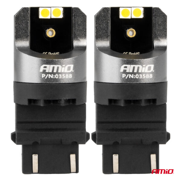 Amio ΛΑΜΠΕΣ P27/7W 12/24V 6.000K 4SMD LED CAN-BUS ΛΕΥΚΑ PRO SERIES AMIO - 2 ΤΕΜ. - Image 2