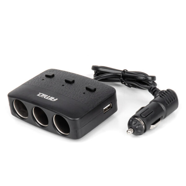 Amio ΑΝΤΑΠΤΟΡΑΣ ΑΝΑΠΤΗΡΑ 12/24V 100W ΜΑΥΡΟΣ/3 ΘΕΣΕΙΣ/2xUSB-A /ΚΟΥΜΠΙ ON-OFF/ΕΝΔΕΙΞΗ LED/ΚΑΛΩΔΙΟ 70cm AMIO - 1 Τεμ.