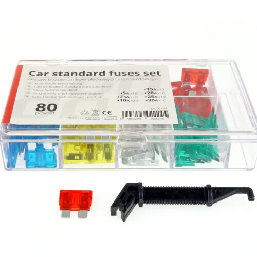 Amio Amio – Ασφάλειες τύπου Standard (ATC/ATO) σετ 80 τεμ. διάφορες εντάσεις σε κασετίνα (10x5A, 10×7.5A, 20x10A, 10x15A, 10x20A, 10x25A, 10x30A) για Επιβατικά Αυτοκίνητα – 1 σετ (02224/AM)