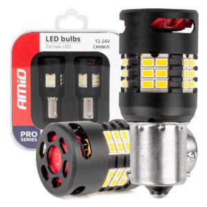 Amio Amio - Λάμπες LED P21W βάση BA15S τύπου Pro Series τάση λειτουργίας 12/24V με 24x3020 SMD Can-bus λευκό για Επιβατικά Αυτοκίνητα και Φορτηγά - 2 τεμ. (03721/AM)