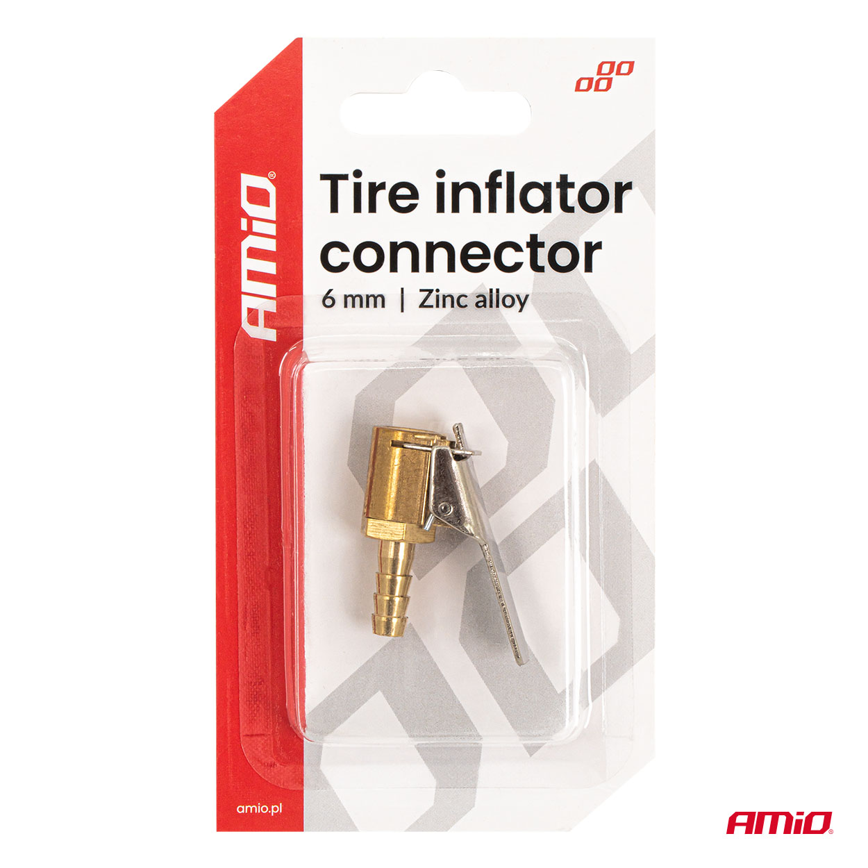 Amio Amio - Προσαρμογέας Ακροφυσίου (Ρακόρ) Φουσκώματος Ελαστικών για σωλήνα διαμέτρου 6mm κατασκευασμένος από κράμα ψευδαργύρου - 1 τεμ. (04493/AM) - Image 4