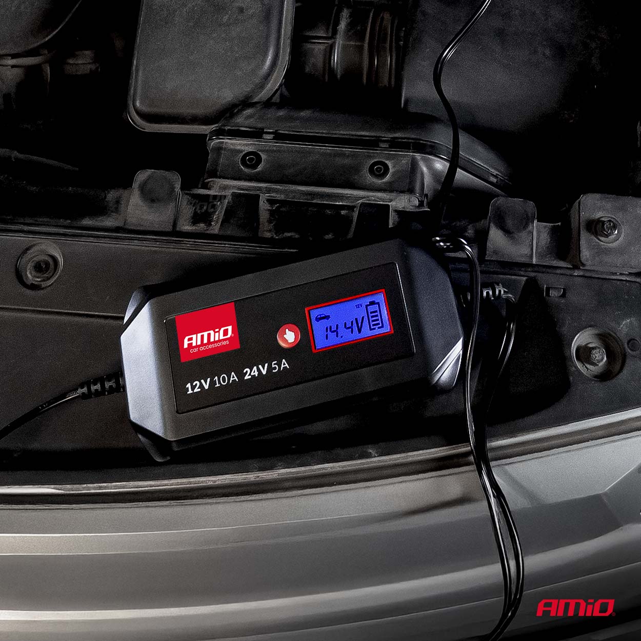 Amio Amio - Φορτιστής Μπαταρίας Ψηφιακός DBC-10A WET AGM GEL τάση λειτουργίας 12/24V ένταση ρεύματος 10A για Επιβατικά Αυτοκίνητα και Φορτηγά - 1 τεμ. (04525/AM) - Image 3