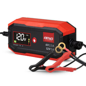 Amio Amio - Φορτιστής Μπαταρίας Ψηφιακός PRO AGM GEL LiFePo4 (LFP) τάση λειτουργίας 6/12V ένταση ρεύματος 5A για Επιβατικά Αυτοκίνητα και Μοτοσυκλέτες - 1 τεμ. (04527/AM)