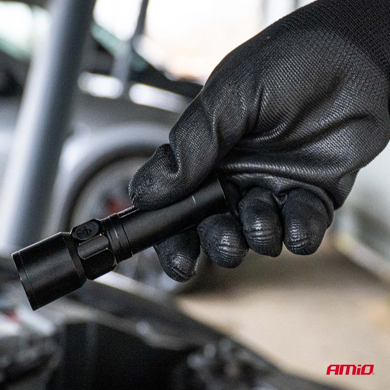 Amio Amio - Γάντια Εργασίας ελαστικά με επικάλυψη πολυουρεθάνης χρώμα μαύρο μέγεθος No.9 - 2 ζευγ. (04632/AM) - Image 3