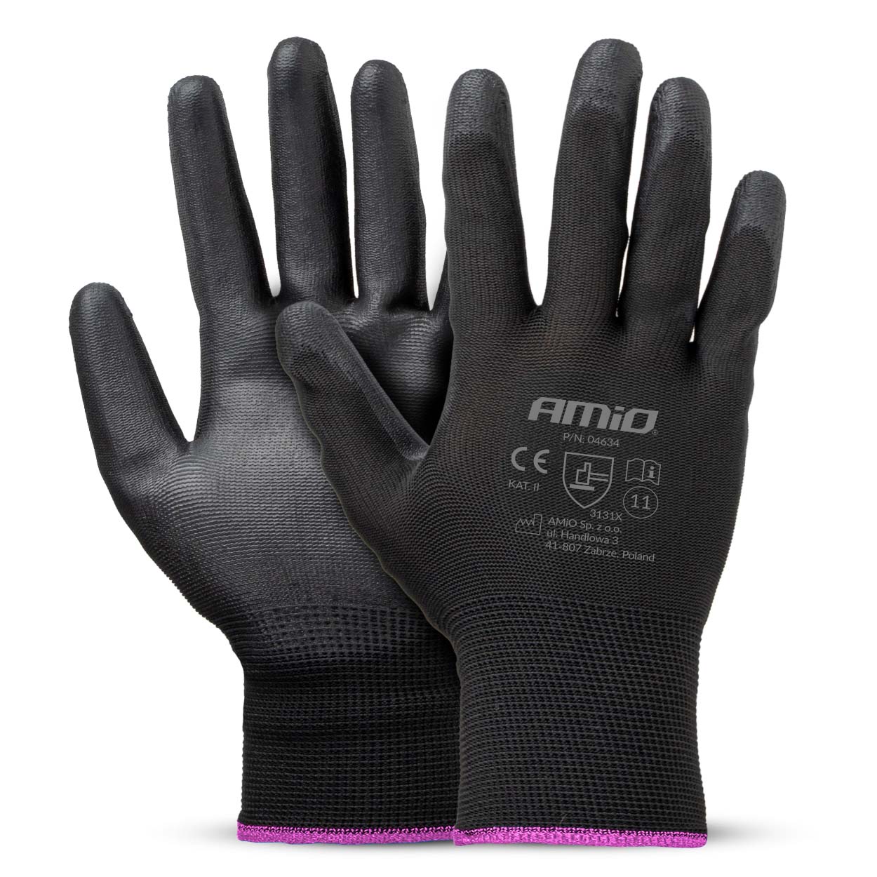 Amio Amio - Γάντια Εργασίας ελαστικά με επικάλυψη πολυουρεθάνης χρώμα μαύρο μέγεθος No.11 - 2 ζευγ. (04634/AM) - Image 4