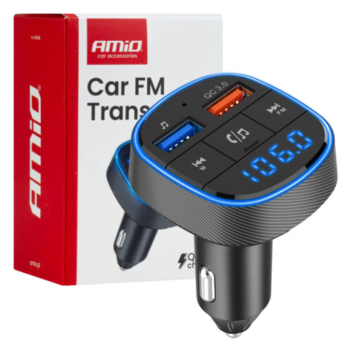 Amio Amio – FM Transmitter Αναπτήρα τύπου FMT01 τάση λειτουργίας για Επιβατικά Αυτοκίνητα και Φορτηγά με 2xUSB Type-A για Επιβατικά Αυτοκίνητα και Φορτηγά – 1 τεμ. (04648/AM)