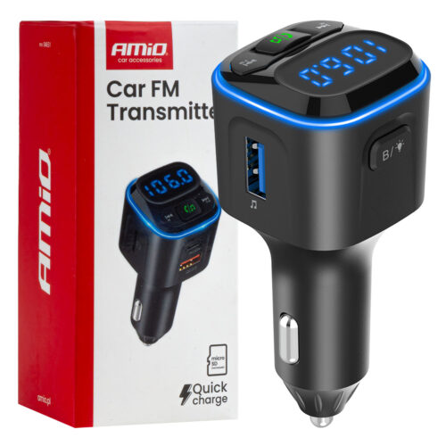 Amio Amio – FM Transmitter Αυτοκινήτου 12/24V με 1xUSB Type-A και 2xUSB Type-C – 1 τεμ. (04651/AM)
