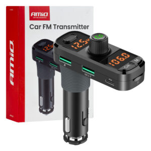 Amio Amio - FM Transmitter Αναπτήρα τύπου FMT06 τάση λειτουργίας 12-24V με 2xUSB Type-A, 1xUSB Type-C και υποδοχή microSD για Επιβατικά Αυτοκίνητα και Φορτηγά - 1 τεμ. (04653/AM)