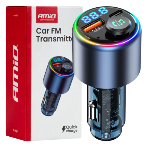 Amio Amio – FM Transmitter Αυτοκινήτου 12/24V με 1xUSB Type-A και 1xUSB Type-C – 1 τεμ. (04655/AM)