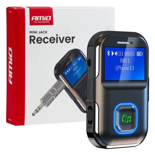 Amio Amio – Bluetooth Δέκτης (Receiver) BTR-03 για Ασύρματη Μετάδοση Ήχου με υποδοχή Mini Jack 3.5mm και Οθόνη LCD – 1 τεμ. (04659/AM)