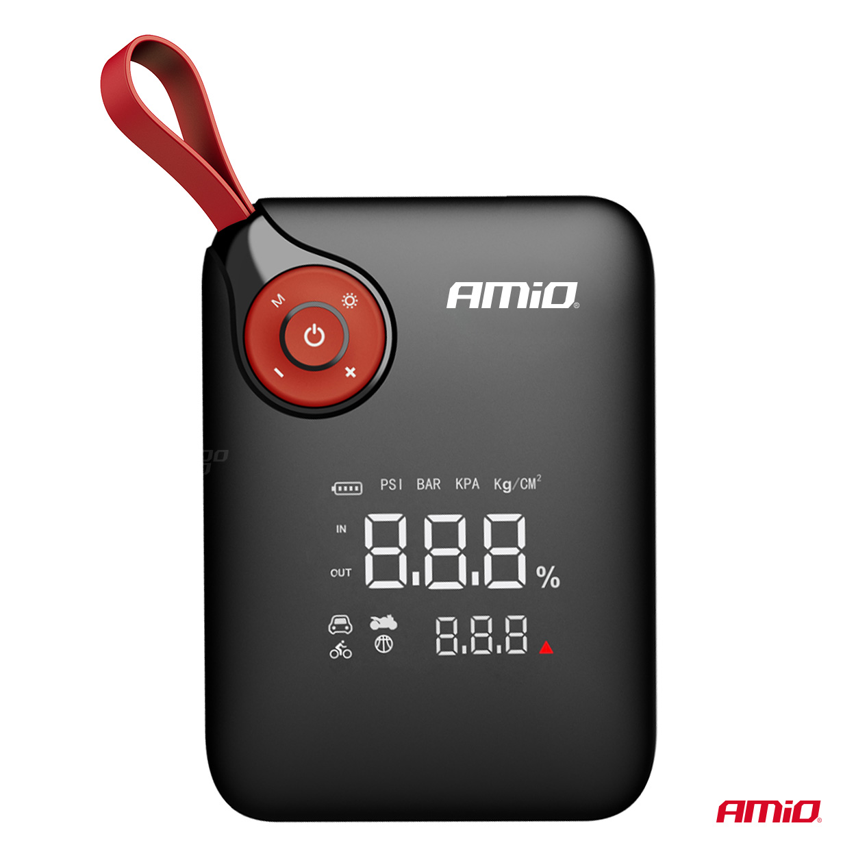 Amio Amio - Φορητός Εκκινητής Μπαταρίας (Jump Starter) Mini με ενσωματωμένο Κομπρεσέρ Αέρα, Powerbank και Φακό LED τάση λειτουργίας 12V με χωρητικότητα 7,2Ah και μέγιστο ρεύμα εκκίνησης 600A για Επιβατικά Αυτοκίνητα - 1 τεμ. (04675/AM) - Image 2