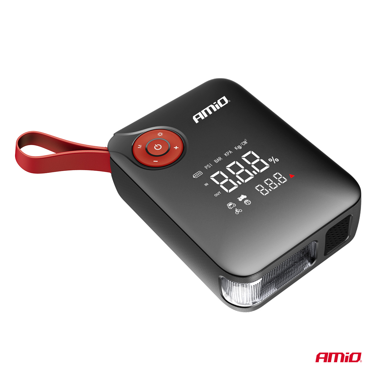 Amio Amio - Φορητός Εκκινητής Μπαταρίας (Jump Starter) Mini με ενσωματωμένο Κομπρεσέρ Αέρα, Powerbank και Φακό LED τάση λειτουργίας 12V με χωρητικότητα 7,2Ah και μέγιστο ρεύμα εκκίνησης 600A για Επιβατικά Αυτοκίνητα - 1 τεμ. (04675/AM) - Image 4