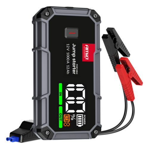 Amio Amio – Φορητός Εκκινητής Μπαταρίας (Jump Starter), Powerbank και Φακός LED τάση λειτουργίας 12V με χωρητικότητα 12Ah και ρεύμα εκκίνησης 500A (στιγμιαία μέγιστη ισχύς 1000A) σειρά Pro για Επιβατικά Αυτοκίνητα – 1 τεμ. (04676/AM)