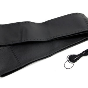 Amio Amio - Δερμάτινο Ραφτό Κάλυμμα Τιμονιού Μαύρο 43-45cm για ανανέωση φθαρμένου τιμονιού και σταθερό κράτημα με εργοστασιακή εφαρμογή - 1 Τεμ. (01763/AM)