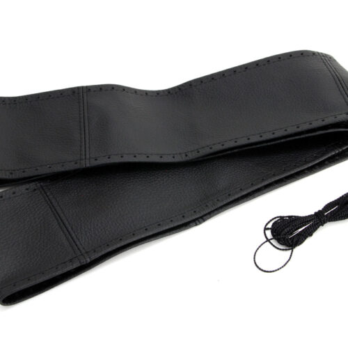 Amio Amio – Δερμάτινο Ραφτό Κάλυμμα Τιμονιού Μαύρο 43-45cm για ανανέωση φθαρμένου τιμονιού και σταθερό κράτημα με εργοστασιακή εφαρμογή – 1 Τεμ. (01763/AM)